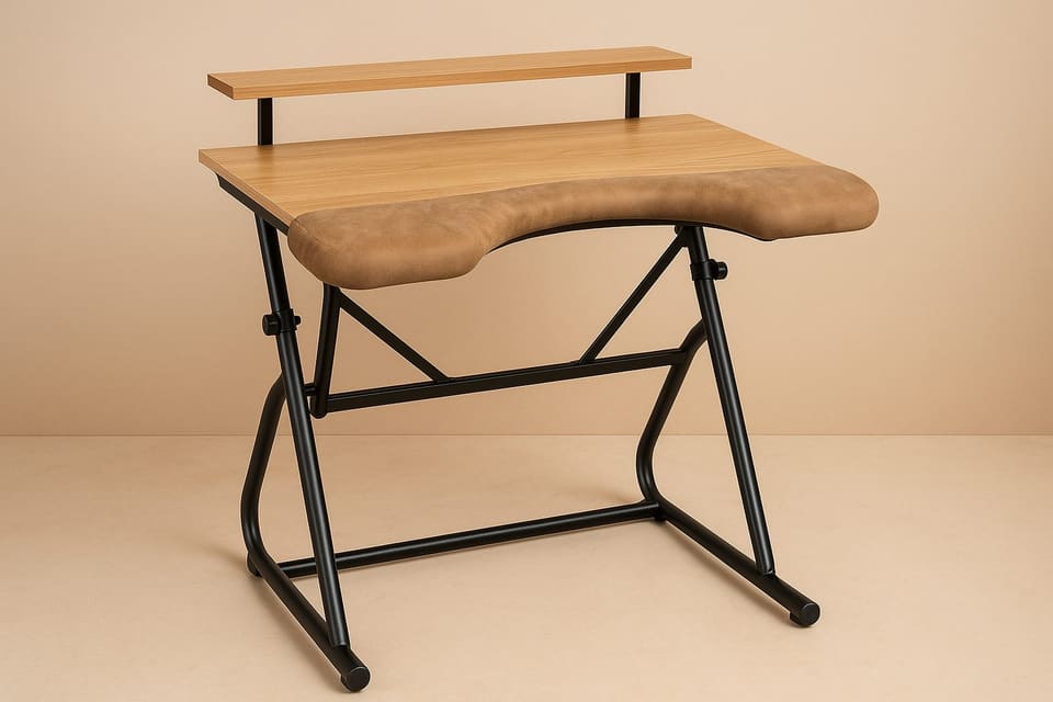 Mesa Ergonómica: escritorio regulable por niveles con asiento acolchado